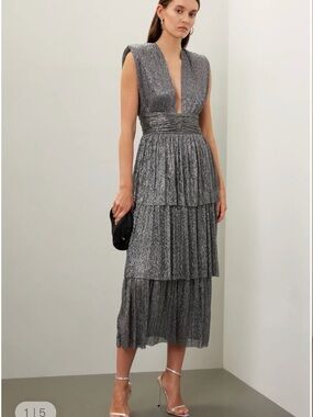 Sabina Musayev Silver Metallic Bonita Dress